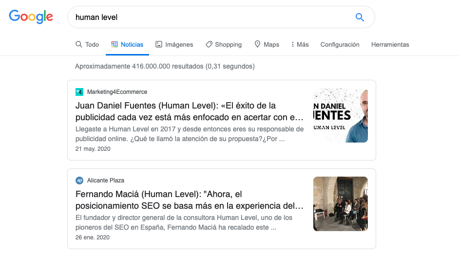 Resultados de Noticias en Google