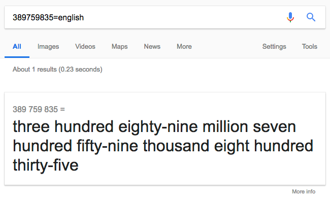 Google tells you how to read long numbers in English