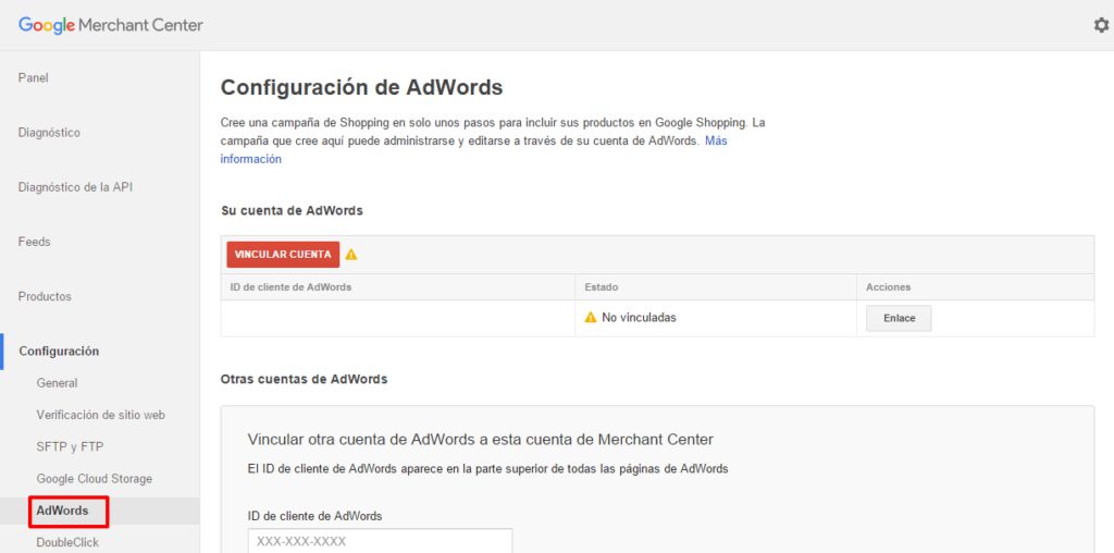 Linking Google Merchant with AdWords