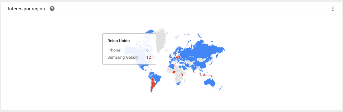 Google Trends Interest Chart by region.