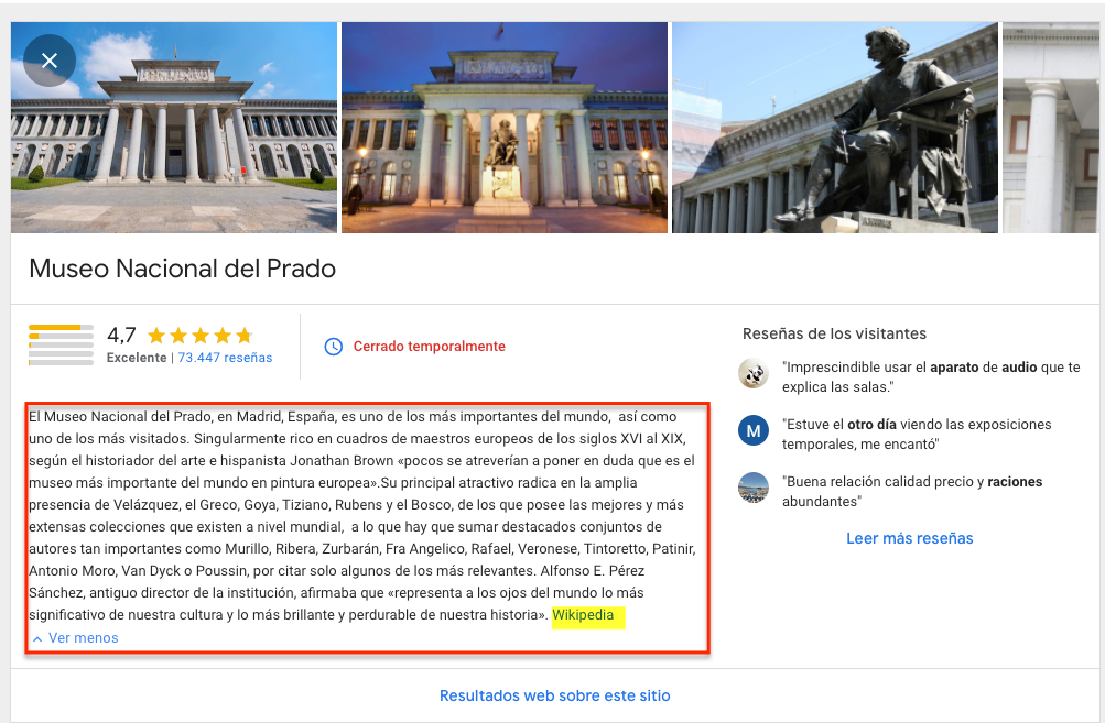 Lugares desatacados de Google