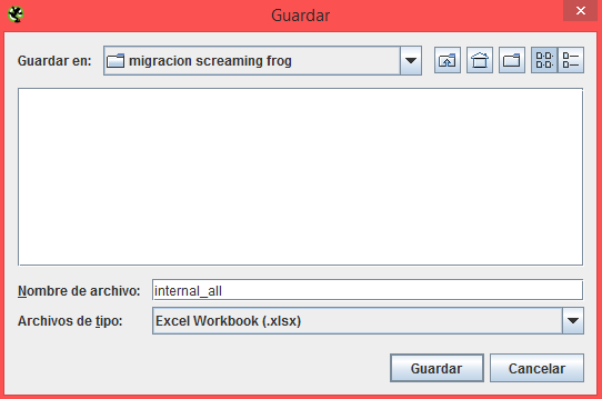 guardar archivo para migración Screaming Frog