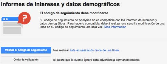 Como habilitar los informes de intereses y datos demográficos en Analytics