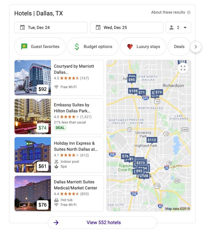 Hotel in Dallas serps