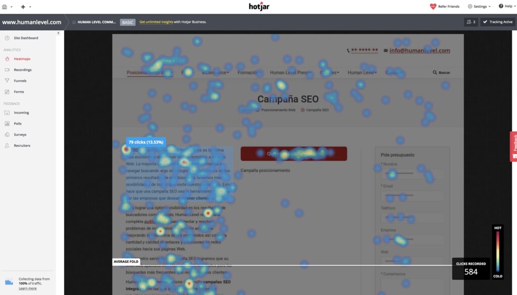 Hotjar heat maps