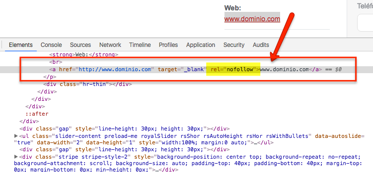 Finding the nofollow link attribute