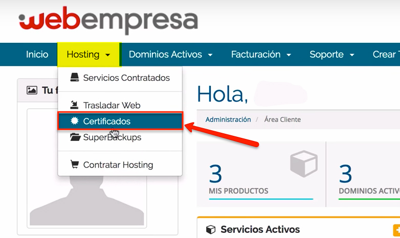 Instalación certificado SSL en Webempresa parte 1