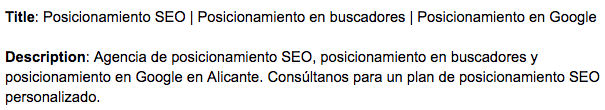 Keyword stuffing en el title y la meta description