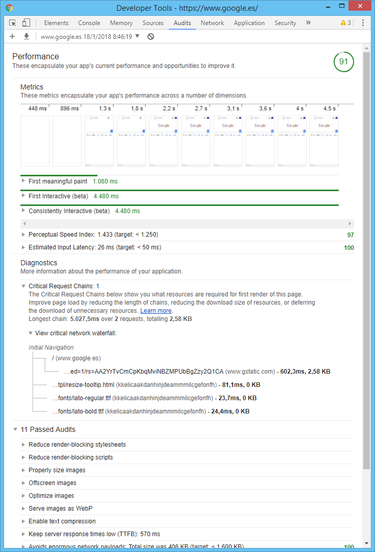 Performance analysis of the Lighthouse tool.