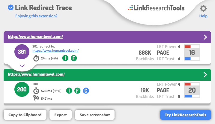 Link Redirect Trace 301