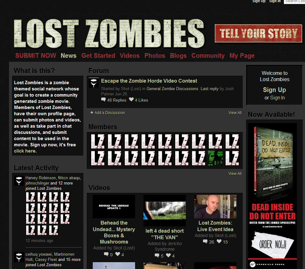 Lost Zombies social network