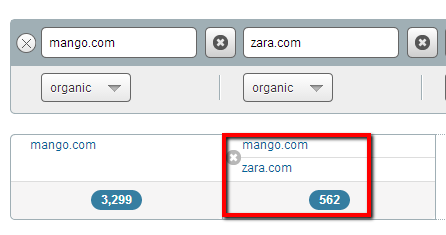 domain vs domain SemRush