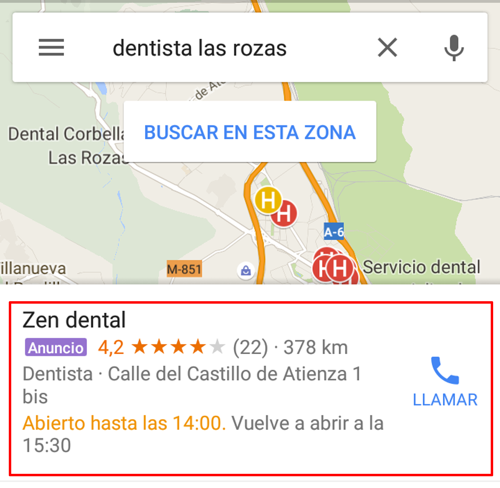 Ad on Google Maps for mobile