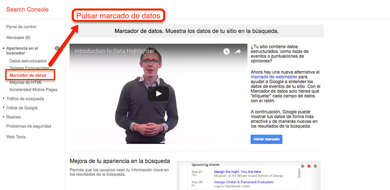 Marcado de datos con Google Search Console