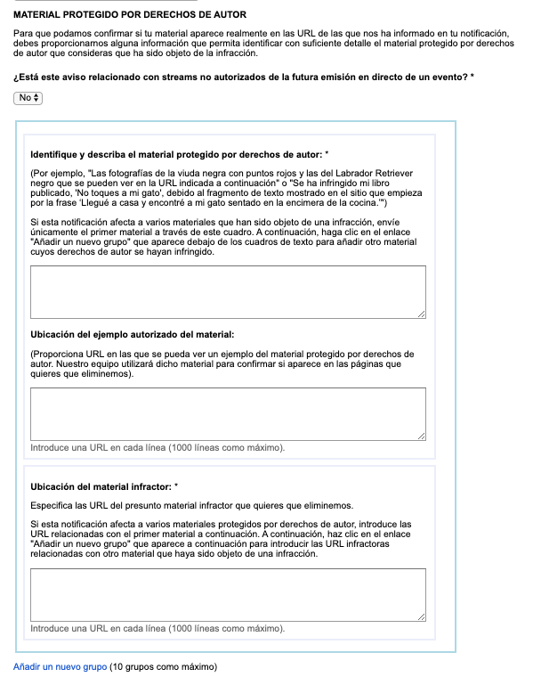 Formulario material a denunciar