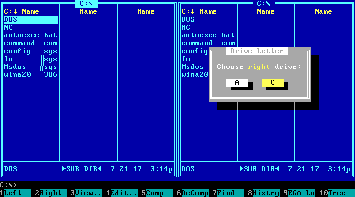 Norton Commander text interface