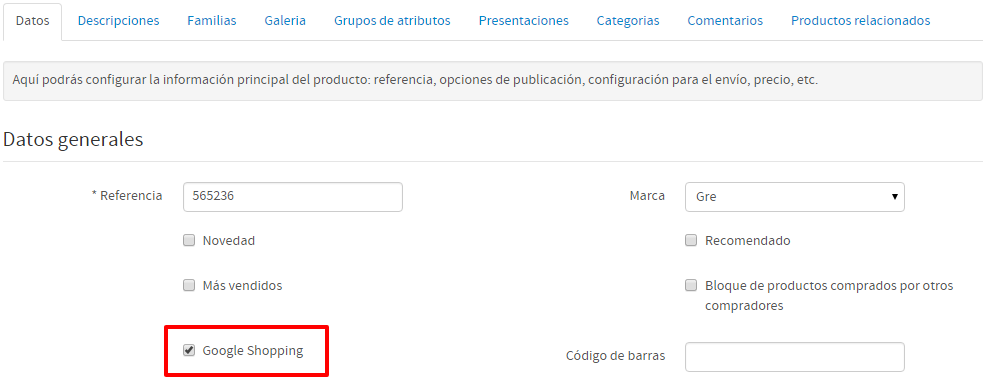 Configurar Google Shopping en OptimizedStores