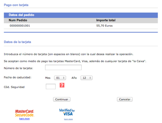 Example of a payment gateway for an e-commerce site