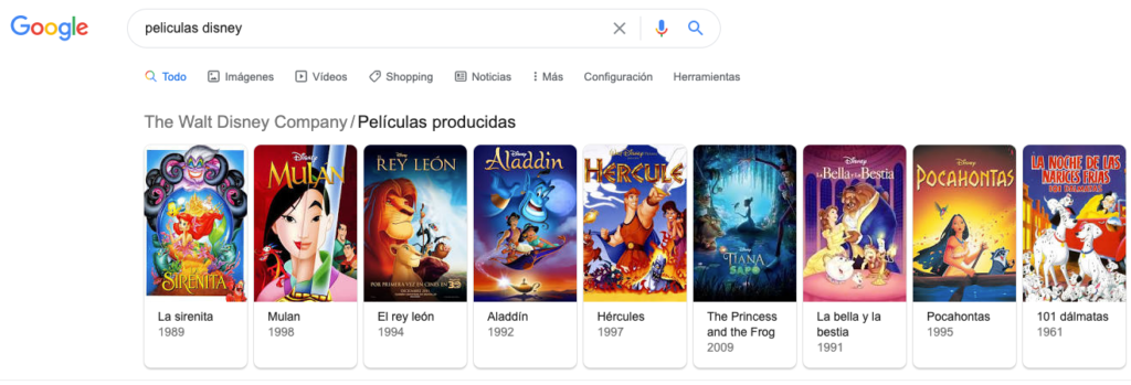 tarjetas enriquecidas en Google