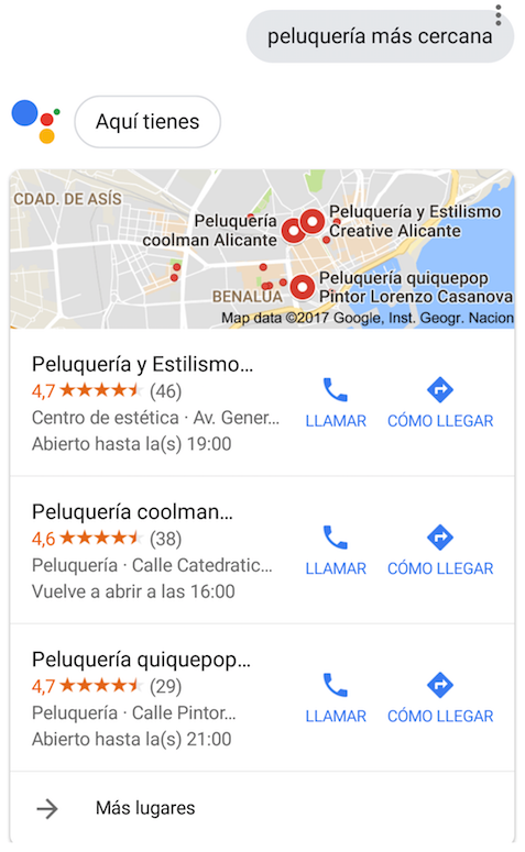 Voice search: nearest hairdressing salon