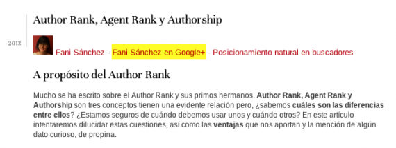 Plantilla de página que incluye enlace al perfil de Google+