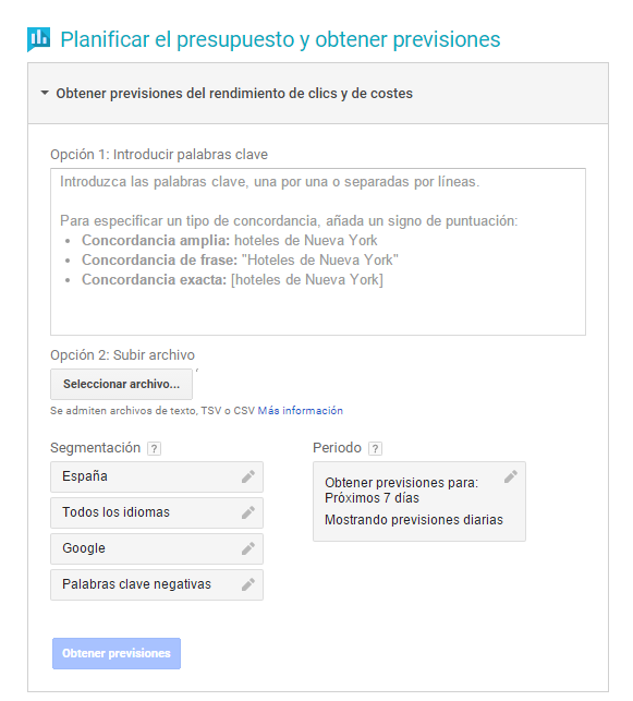 budgeting with Google AdWords Keyword Planner