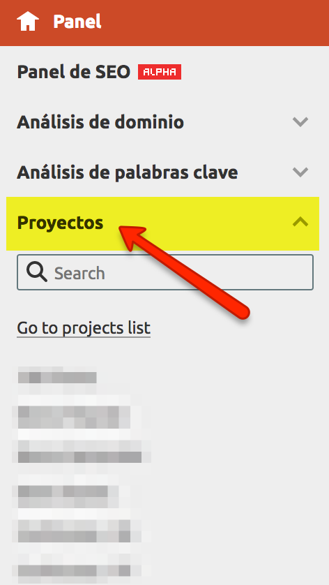 Proyectos en SEMRush