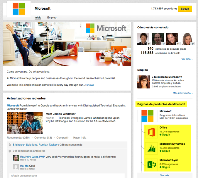 Páginas de producto de Microsoft