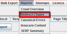 redirect chains Screaming Frog