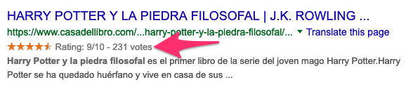 Puntuación en los Rich Snippets de Google