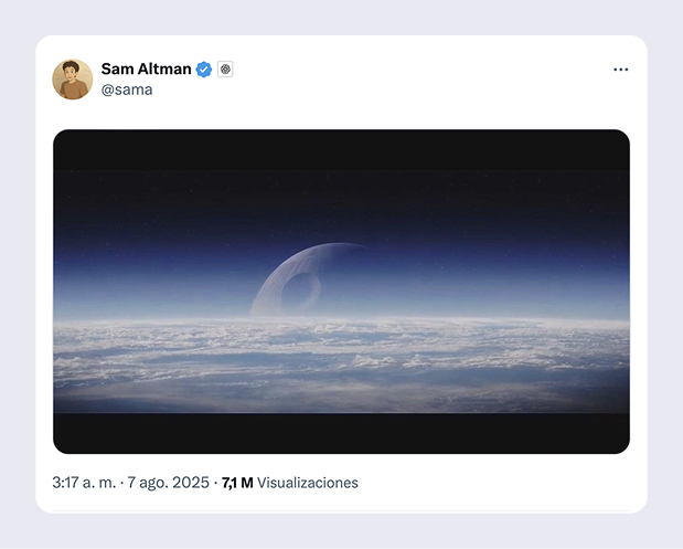 Tweet de Sam Altman con una imagen de Star Wars