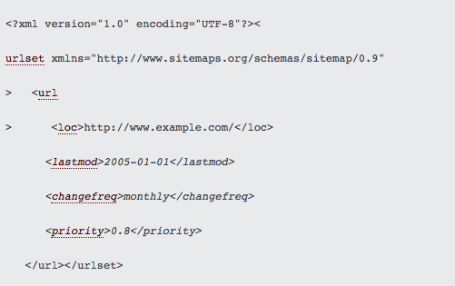 Etiquetas XML del sitemap