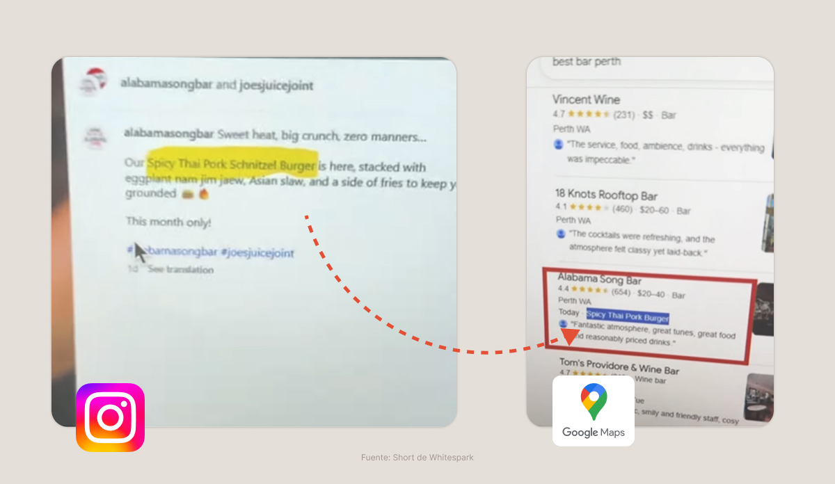 Info de redes sociales en Maps