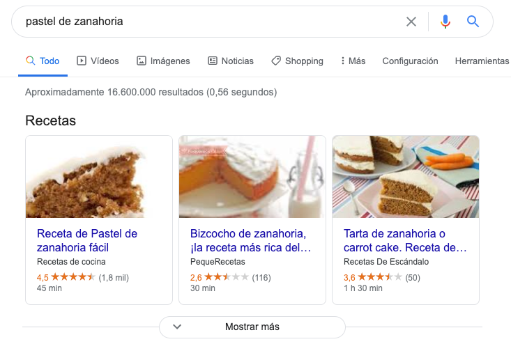 tarjetas enriquecidas en Google