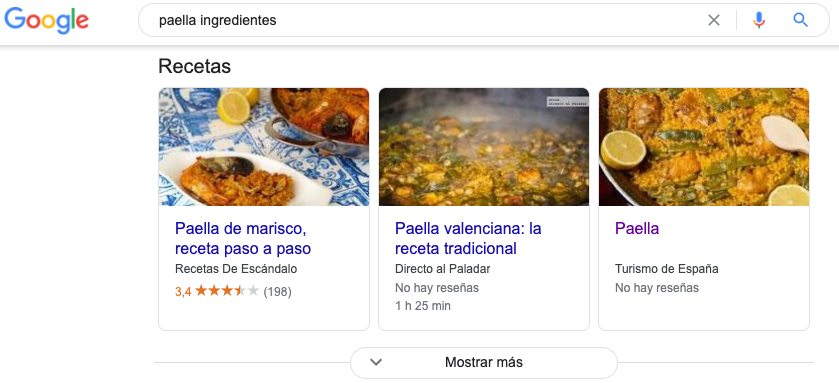 tarjetas enriquecidas en Google