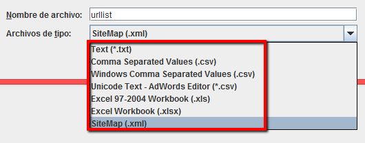 Screaming Frog migration file types