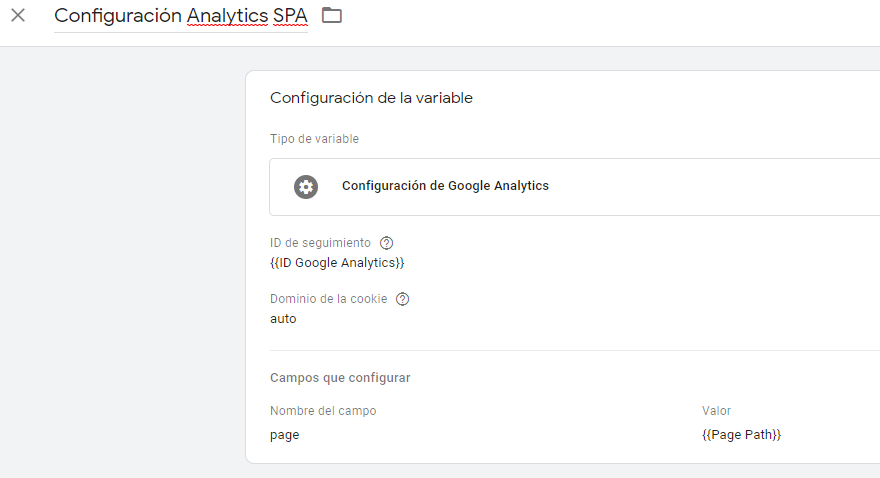 Variable de configuración de GTM