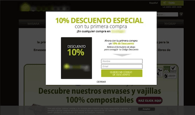 Ejemplo de ventana emergente o popups