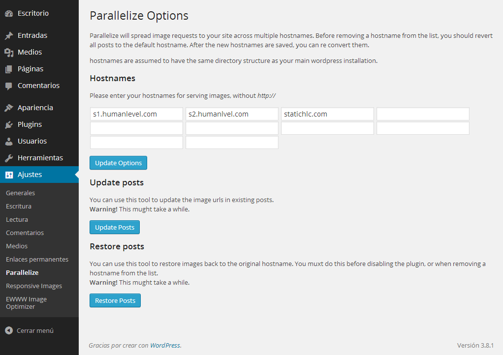 Plugin de WordPress - Parallelize
