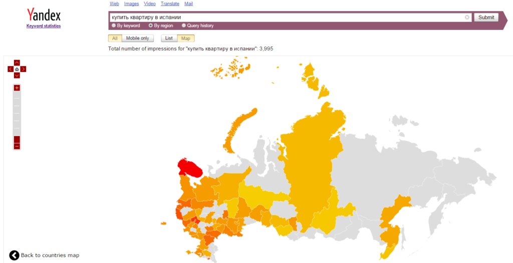 Yandex Wordstat nos servirá para realizar estudios de palabras clave para nuestro portal